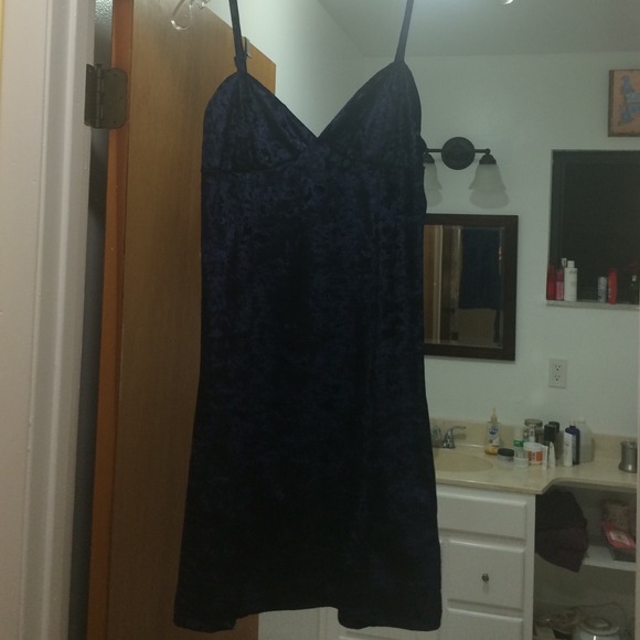 Blue velvet strappy dress