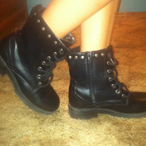 Black combat boots