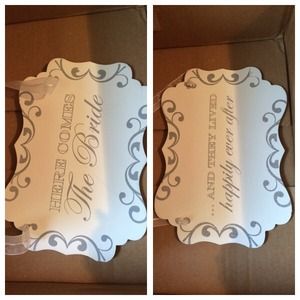 HOLDING..Here comes the bride sign