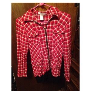 Candy cane colored checkered jacket 🏁