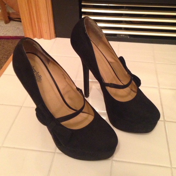 Charlotte Russe MaryJane platform black suede heel