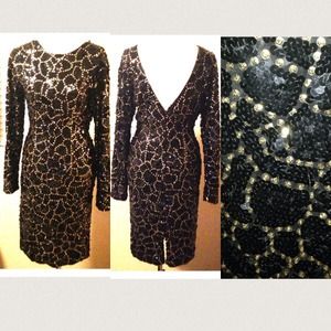 Vintage gold and black sequin dress