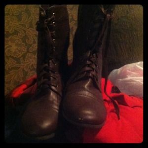 Brown combat boots