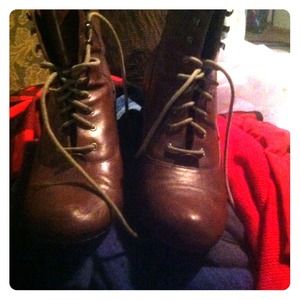 Brown high heel boots