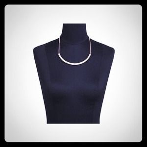 Express Curved Metal and Mesh Chain Necklace, Gold