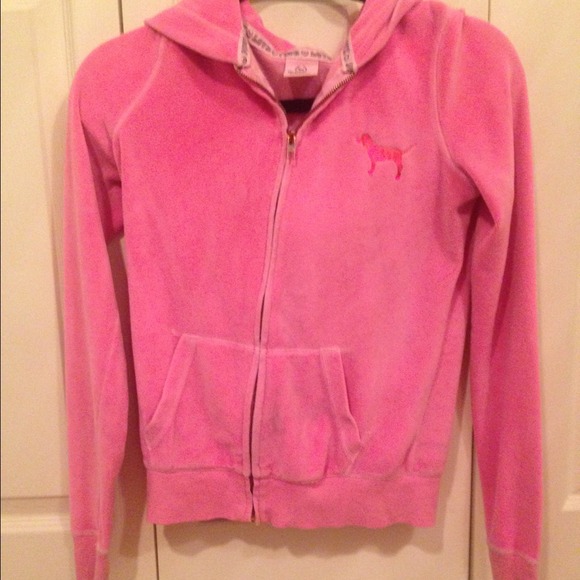 bright pink zip up Victorias Secret hoodie💗