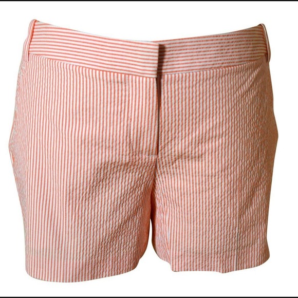 Theory Shorts Pink and White Striped Seersucker