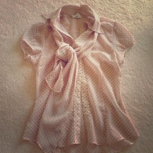 H&M Pink Polka Dot Dress Top