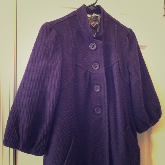 Purple coat with rib detail