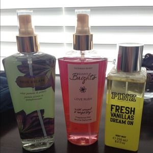1 yellow PINK vanilla body mist