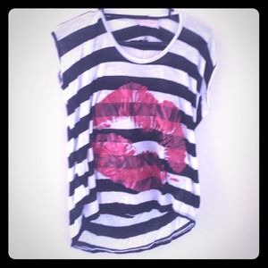 Romeo & Juliet Stripe top with Lips