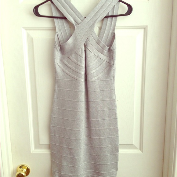 Bebe Bandage Dress - Sexy Silver size M