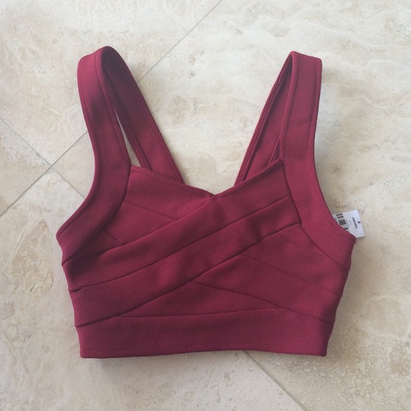 LF Tops - LF Rumor Boutique burgundy bandage crop top
