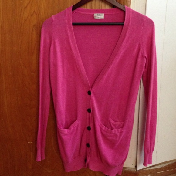 Madewell pink long sleeve v neck cardigan