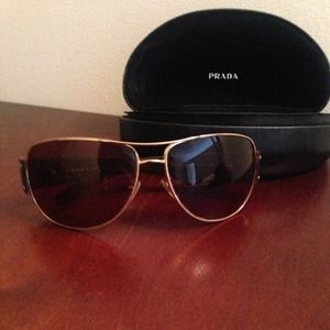 Prada Tortoise Shell Aviator sunglasses with case