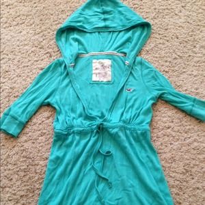 🚫SOLD🚫Hollister teal hooded top cotton sz small