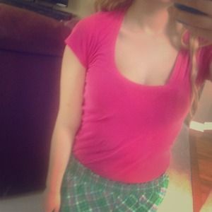 Pink Scoop Neck Short Sleeve Tee