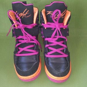 Jordan youth flight 45 high black pink size 7 Y
