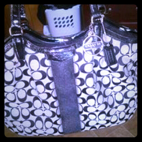 Black and grey coach bag