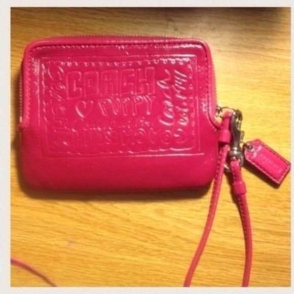 Hot pink coach wristlet