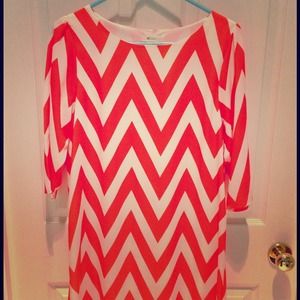 Everly Coral and White Chevron Tunic