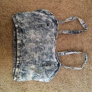 Acid wash denim crop top