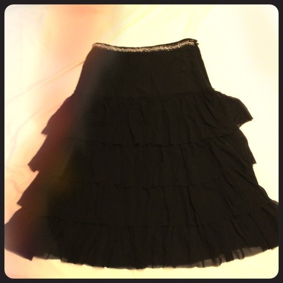 Black tiered sheer skirt