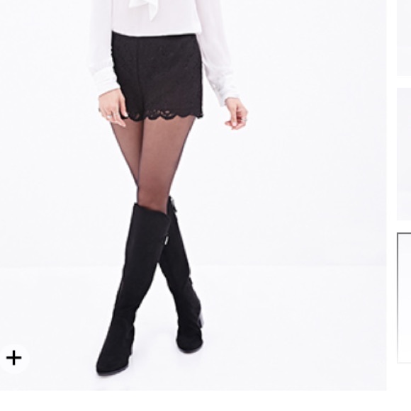 Forever 21 black shorts w sheer flowery overlay - Picture 2 of 2