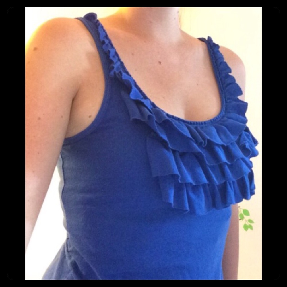 Blue Ruffle Tank Top - Picture 2 of 5