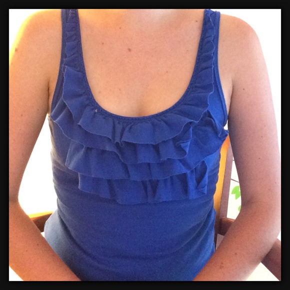 Blue Ruffle Tank Top - Picture 4 of 5