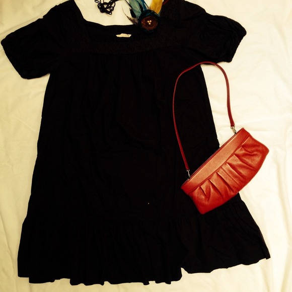 Puff sleeve cotton swing dress