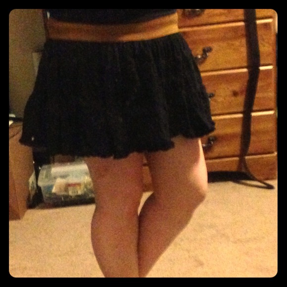 Black lacy miniskirt