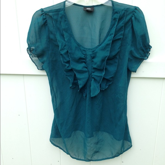 Sheer blue/ green ruffle top.👗FOR JENNIFER👗