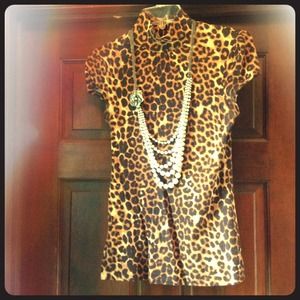 Express Leopard print mock neck shirt