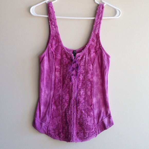Free People Purple Lace up Tank Top