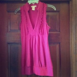 Fuschia tank with ruffle detail