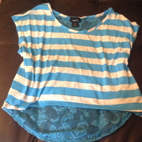 Blue and white crop top