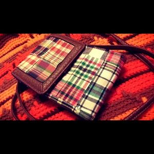 Plaid Shoulder Bag with Built in Wallet