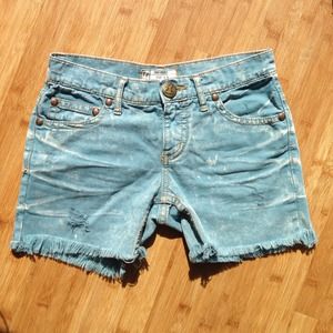 Free People Distressed Light Denim Shorts