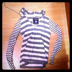 VS PINK Hooded Striped Sweater Size M