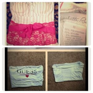 Guess tube top and pink corset top