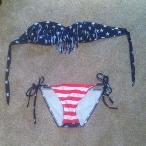 American Flag fringe bathing suit