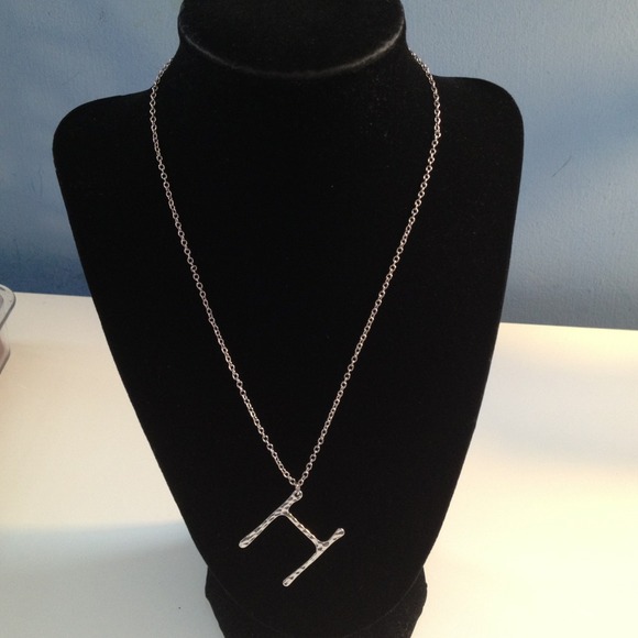 "H" Initial Silvertone Necklace