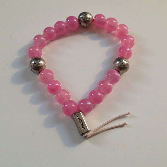 Pink Beaded Love and Heart bracelet