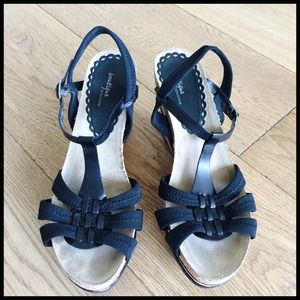 Boutique by Nordstrom black canvas & cork wedges