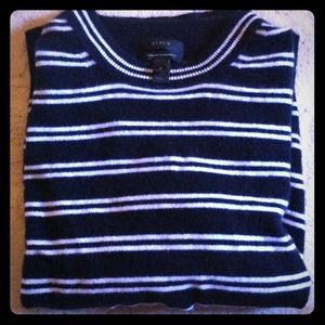 Jcrew Italian Cashmere Navy Stripe Sweater
