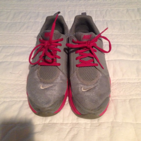 Grey and pink nike training shoes