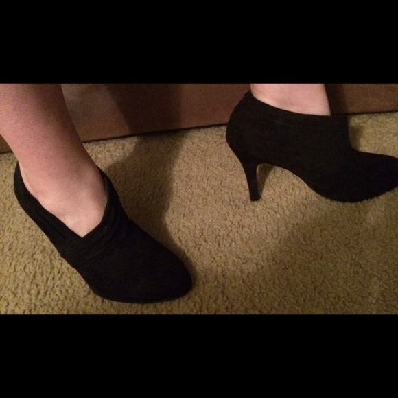 Black faux suede booties. - Picture 2 of 4
