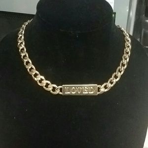 "Loved" Gold Link necklace