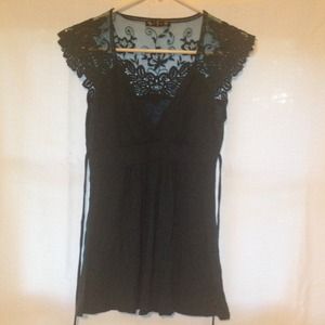 Teal Lace Detail Blouse